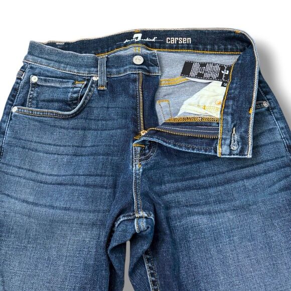7 For All Mankind Carsen Denim Jeans Blue Straight Casual Midrise Women's Sz 29 - Picture 9 of 13